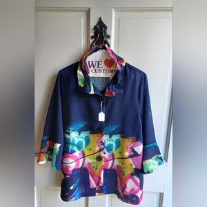 Damee Colorful Abstract Button-Up